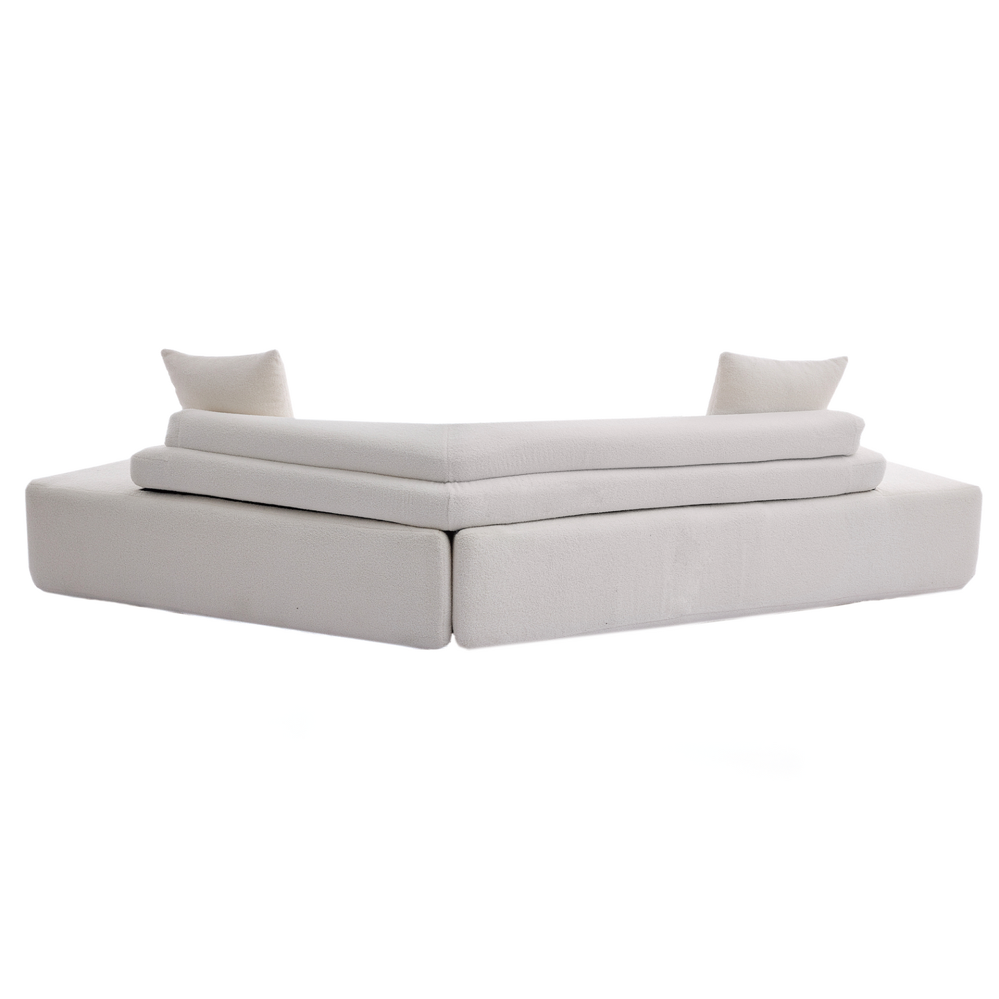 128"Minimalist Cloud Sectional Couch ,Modern Couches ,4-Seater ,No Assembly,Two modular sofa,Boucle Teddy  Fabric, upholstered , anti-wrinkle fabric, Beige