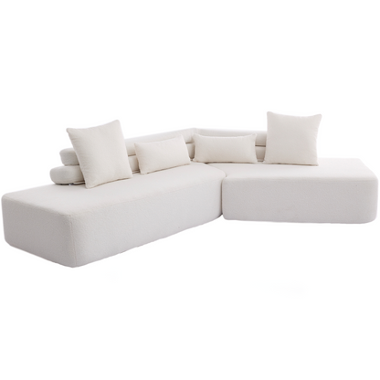 128"Minimalist Cloud Sectional Couch ,Modern Couches ,4-Seater ,No Assembly,Two modular sofa,Boucle Teddy  Fabric, upholstered , anti-wrinkle fabric, Beige