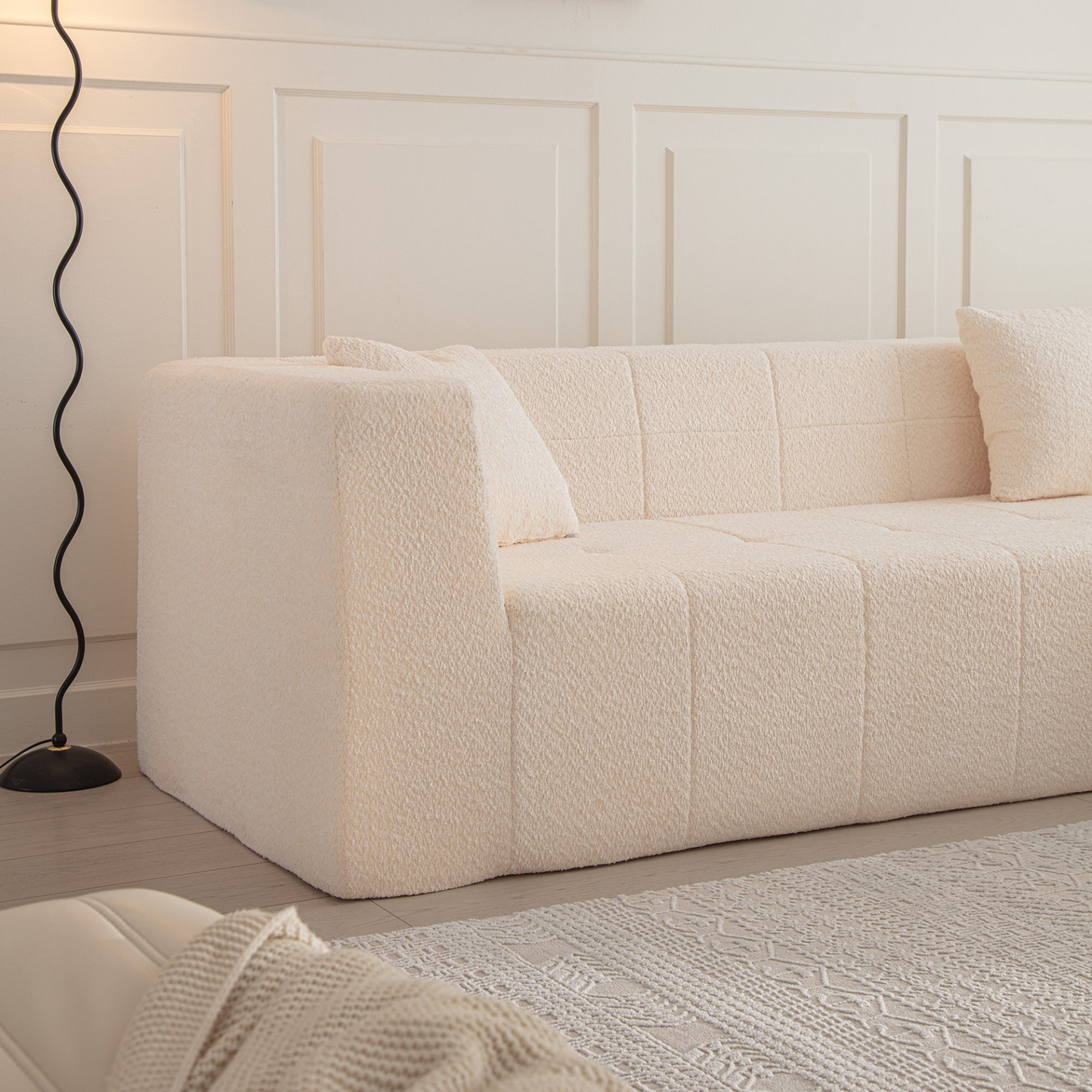 105.5" Modular L-Shaped Sectional Floor Couch, Deep Seat Tufted Comfy Sofa set with Chaise for Living Room