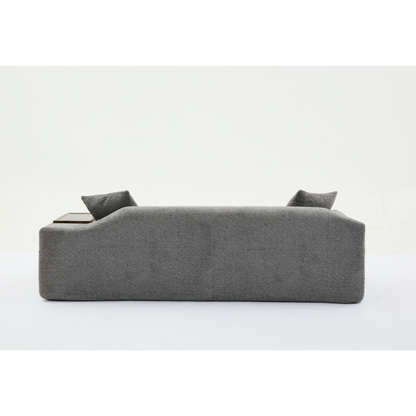 2 Piece Boucle Cloud Sofa Set, Upholstered Sofa Set, Modern 3 Seater and 2 Seater Sofa with MDF End Table for Living Room ,Apartment,3+2 couch,Boucle,Dark Gray