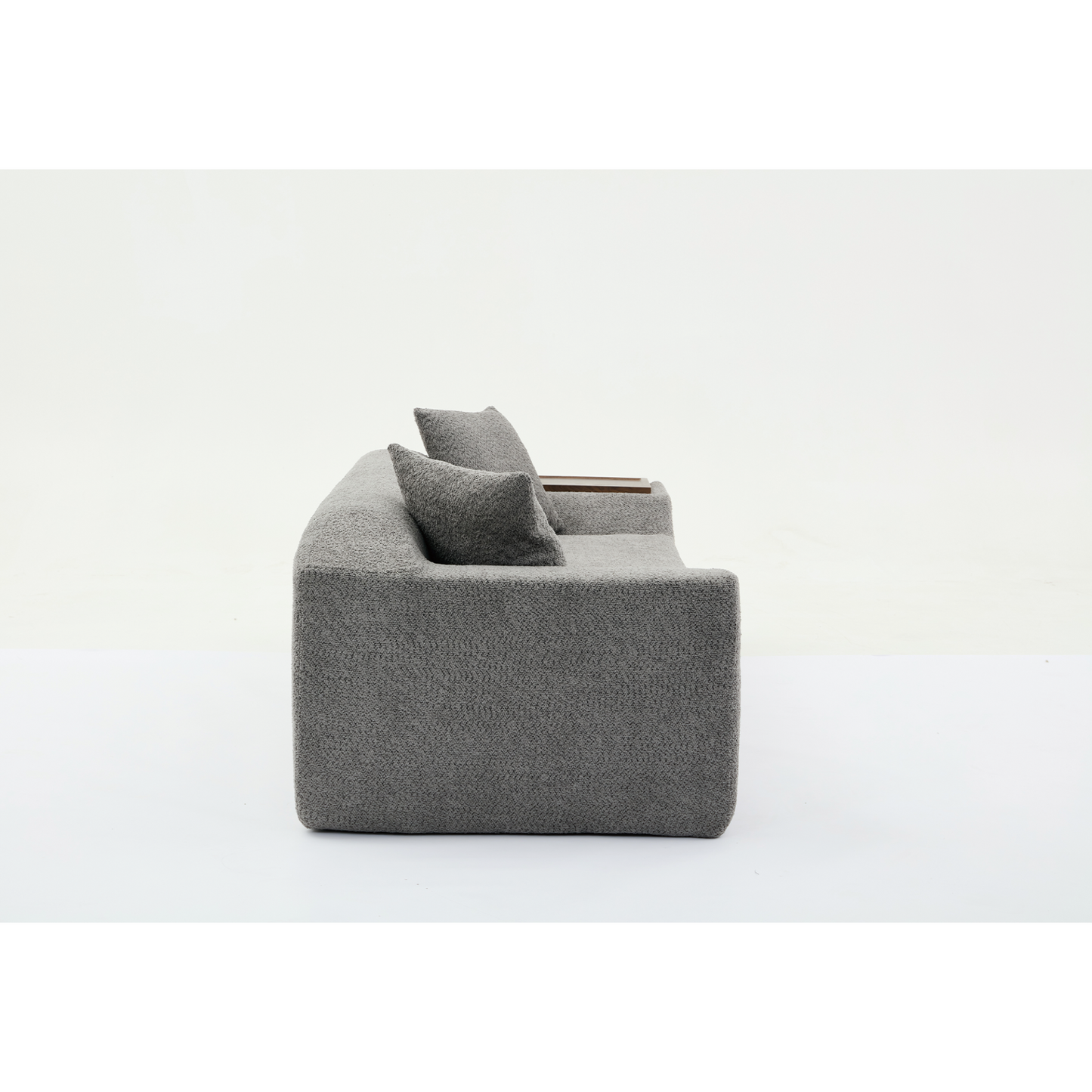 2 Piece Boucle Cloud Sofa Set, Upholstered Sofa Set, Modern 3 Seater and 2 Seater Sofa with MDF End Table for Living Room ,Apartment,3+2 couch,Boucle,Dark Gray