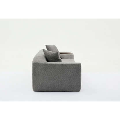 2 Piece Boucle Cloud Sofa Set, Upholstered Sofa Set, Modern 3 Seater and 2 Seater Sofa with MDF End Table for Living Room ,Apartment,3+2 couch,Boucle,Dark Gray