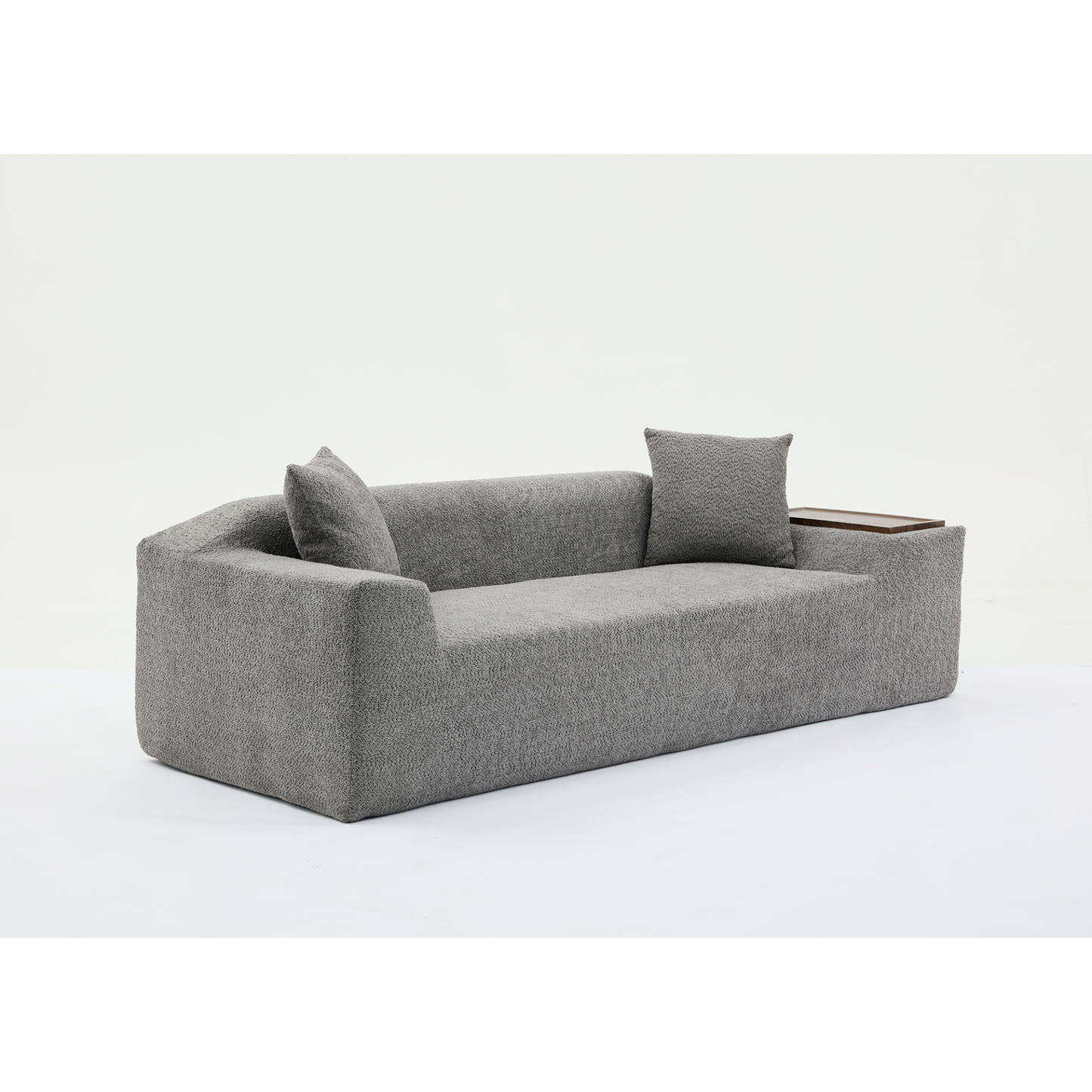 2 Piece Boucle Cloud Sofa Set, Upholstered Sofa Set, Modern 3 Seater and 2 Seater Sofa with MDF End Table for Living Room ,Apartment,3+2 couch,Boucle,Dark Gray