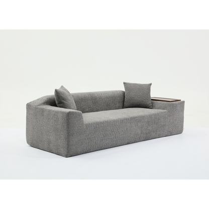2 Piece Boucle Cloud Sofa Set, Upholstered Sofa Set, Modern 3 Seater and 2 Seater Sofa with MDF End Table for Living Room ,Apartment,3+2 couch,Boucle,Dark Gray