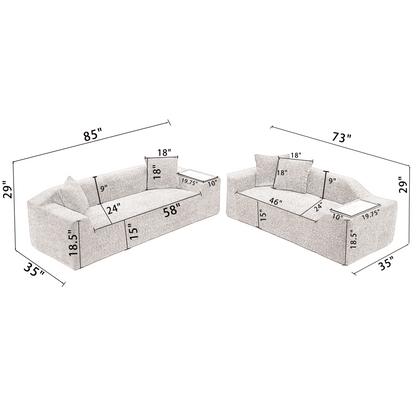 2 Piece Boucle Cloud Sofa Set, Upholstered Sofa Set, Modern 3 Seater and 2 Seater Sofa with MDF End Table for Living Room ,Apartment,3+2 couch,Boucle,Dark Gray