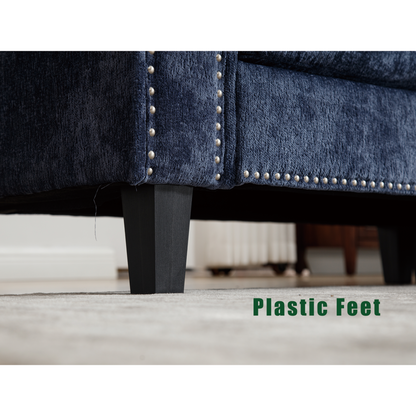 5 Seat Modular Sofa,with Storage Ottoman, Convertible Sectional Sofa, L Shaped Couch ,  Reversible Chaise ,Riveted sofa,Chenille, Blue