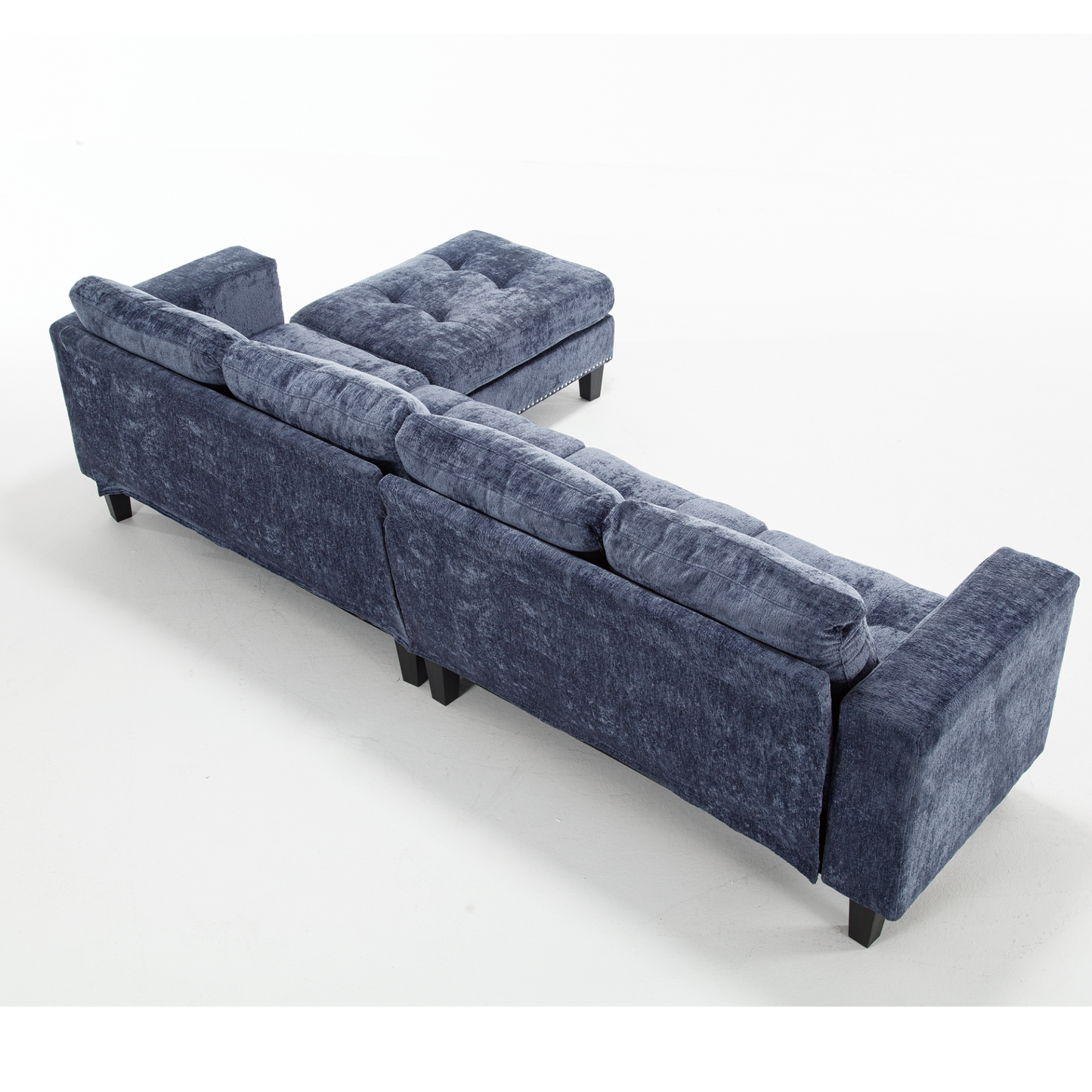 5 Seat Modular Sofa,with Storage Ottoman, Convertible Sectional Sofa, L Shaped Couch ,  Reversible Chaise ,Riveted sofa,Chenille, Blue