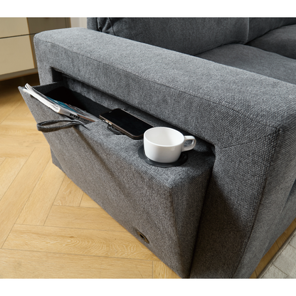 Sectional Couches For Living Room,Modular Couch,Wireless Charging Port & Cup Holders,5-seat ,DIY Combination,L-shaped Sofa,Book Storage Space,Soft Linen Fabric,Gray
