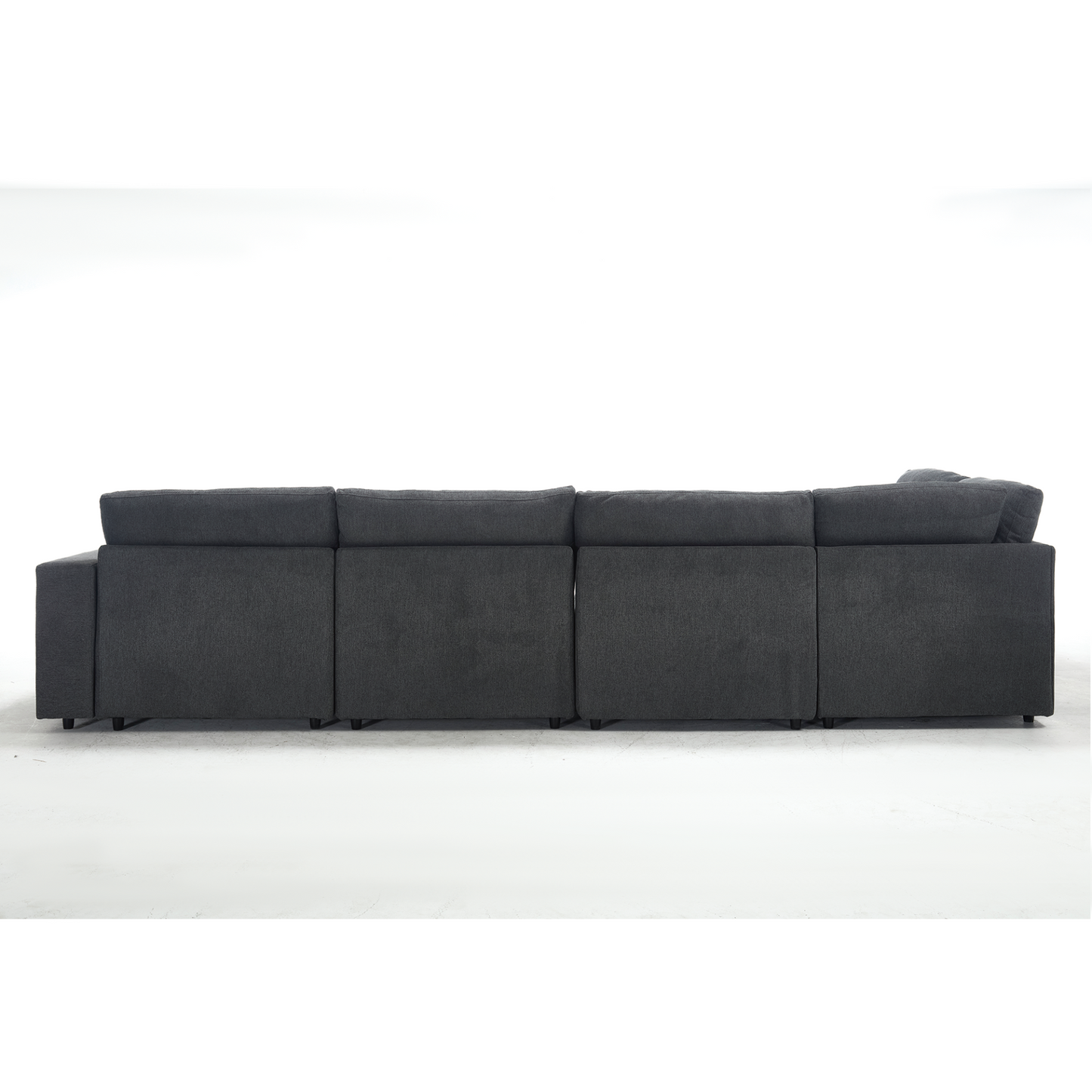 Sectional Couches For Living Room,Modular Couch,Wireless Charging Port & Cup Holders,5-seat ,DIY Combination,L-shaped Sofa,Book Storage Space,Soft Linen Fabric,Gray