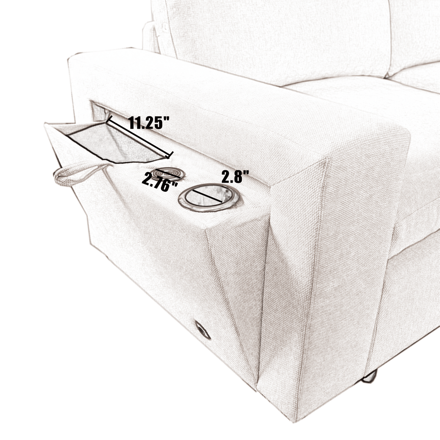 Sectional Couches For Living Room,Modular Couch,Wireless Charging Port & Cup Holders,5-seat ,DIY Combination,L-shaped Sofa,Book Storage Space,Soft Linen Fabric,Gray