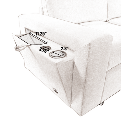 Sectional Couches For Living Room,Modular Couch,Wireless Charging Port & Cup Holders,5-seat ,DIY Combination,L-shaped Sofa,Book Storage Space,Soft Linen Fabric,Gray