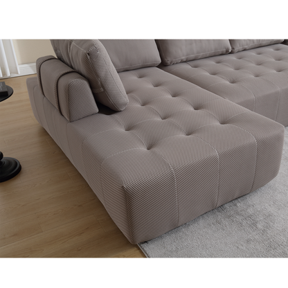 138.5 "Modular Combination Sofa, U-shaped Sofa, Living Room, Apartment, Upholstered ,6-seat Sofa, Free Combination Sofa (Mesh Fabric), Breathable Fabric, Gray