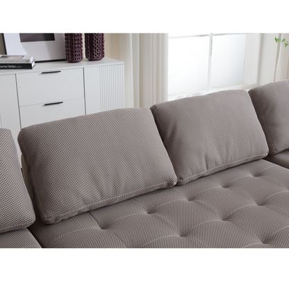 138.5 "Modular Combination Sofa, U-shaped Sofa, Living Room, Apartment, Upholstered ,6-seat Sofa, Free Combination Sofa (Mesh Fabric), Breathable Fabric, Gray