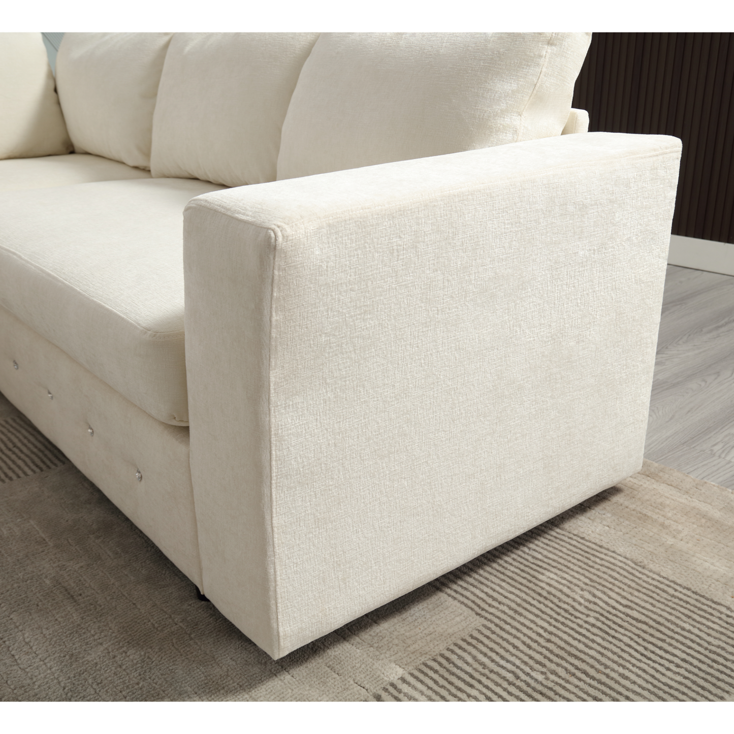 110.75" Sectional Sofa,Oversized modular sofa,Chaise Storage, Modern U Shaped  Couch , Upholstered Sofas,Chenille,Crystal button , Living Room, Apartment,  Beige