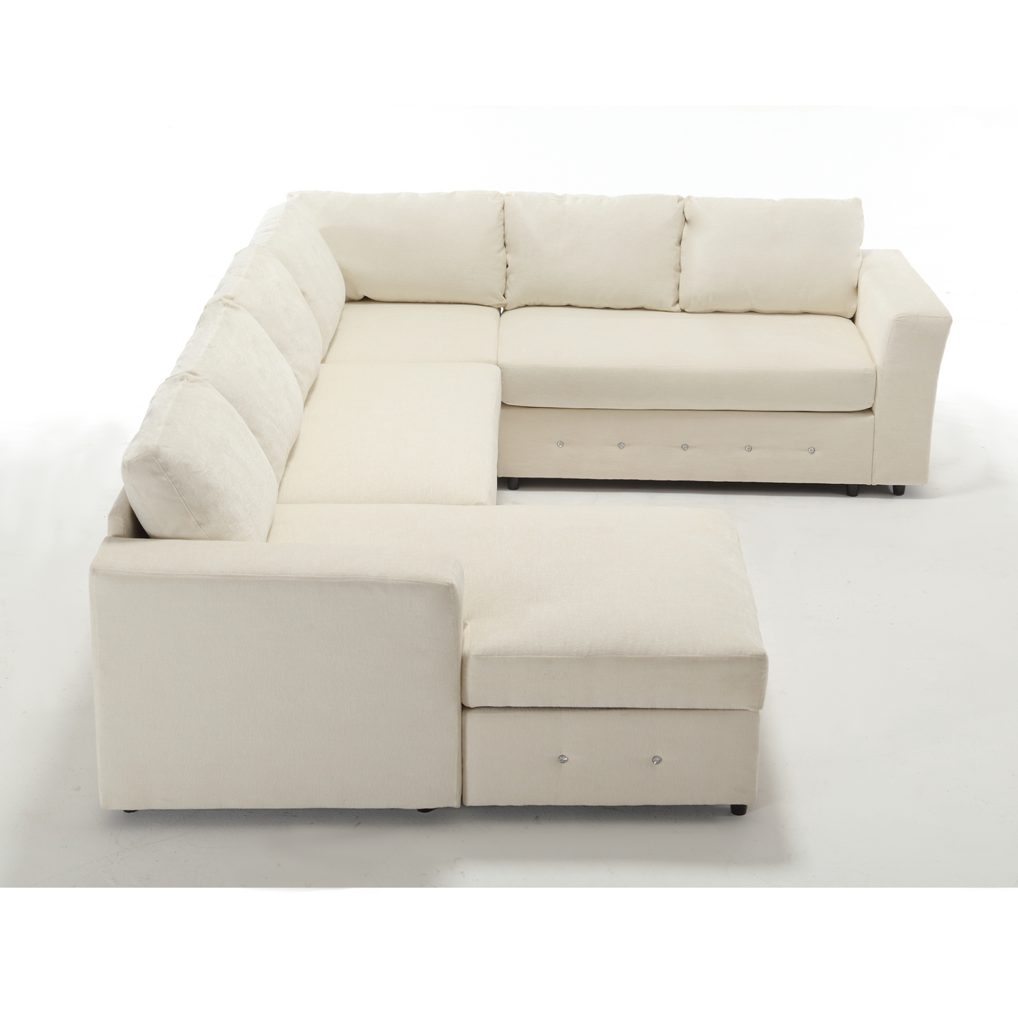 110.75" Sectional Sofa,Oversized modular sofa,Chaise Storage, Modern U Shaped  Couch , Upholstered Sofas,Chenille,Crystal button , Living Room, Apartment,  Beige