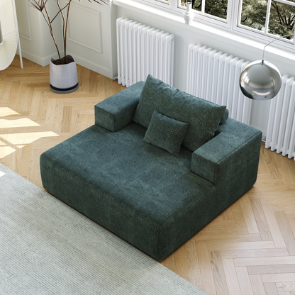 55-inch Chenille Sponge Sofa Lounge Chair,No Assembly Required,Fluffy Modern Sleeper Chair for Indoor Living Room Bedroom