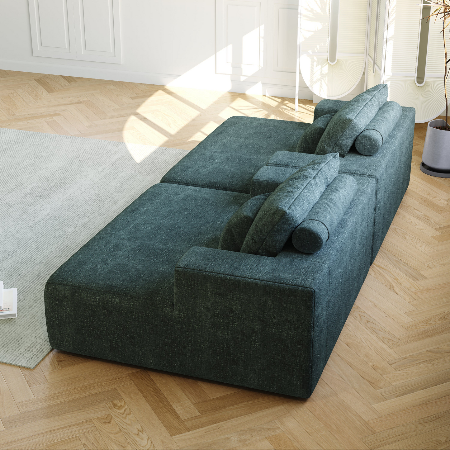 55-inch Chenille Sponge Sofa Lounge Chair,No Assembly Required,Fluffy Modern Sleeper Chair for Indoor Living Room Bedroom