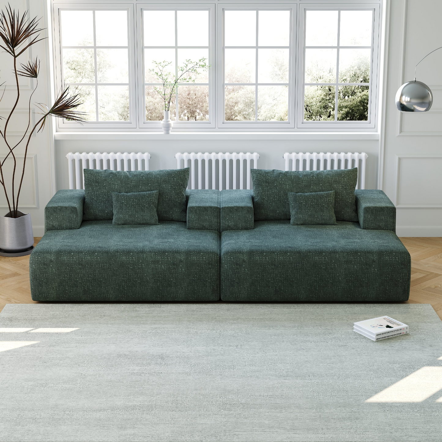 55-inch Chenille Sponge Sofa Lounge Chair,No Assembly Required,Fluffy Modern Sleeper Chair for Indoor Living Room Bedroom