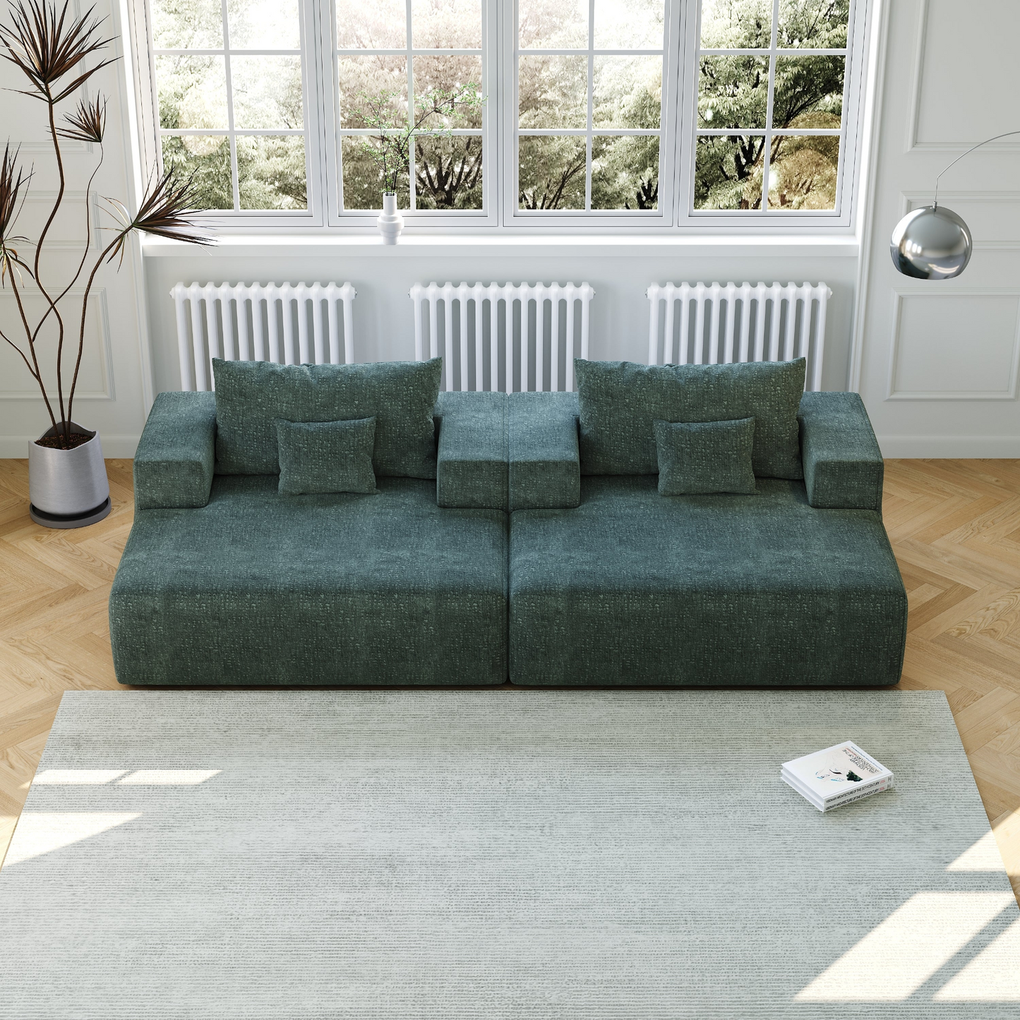 55-inch Chenille Sponge Sofa Lounge Chair,No Assembly Required,Fluffy Modern Sleeper Chair for Indoor Living Room Bedroom