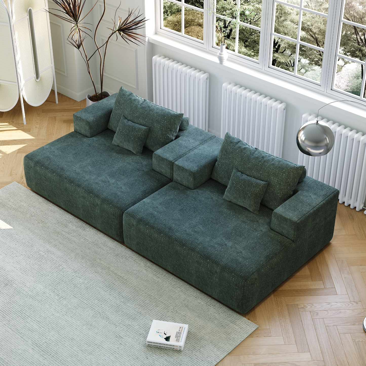 55-inch Chenille Sponge Sofa Lounge Chair,No Assembly Required,Fluffy Modern Sleeper Chair for Indoor Living Room Bedroom