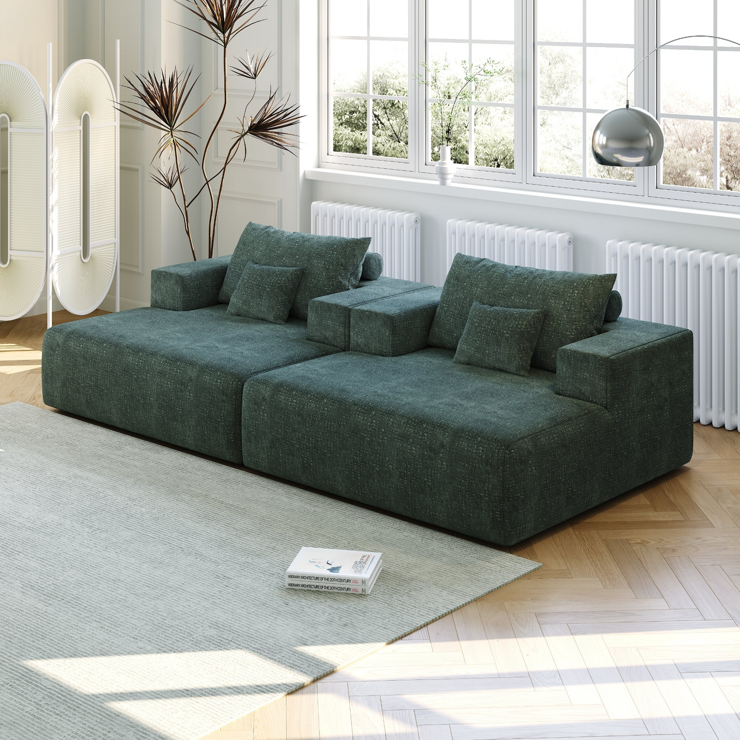 55-inch Chenille Sponge Sofa Lounge Chair,No Assembly Required,Fluffy Modern Sleeper Chair for Indoor Living Room Bedroom