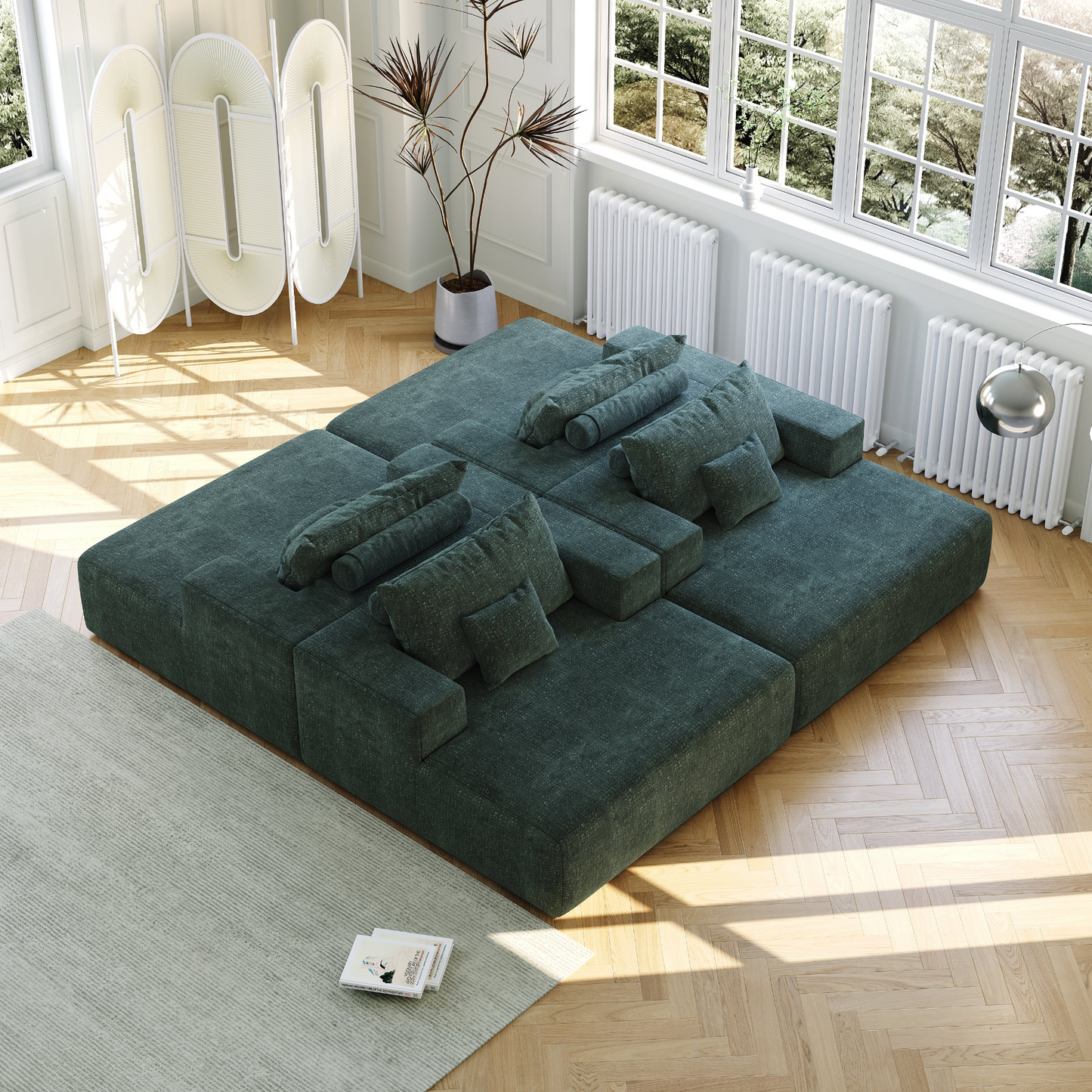 55-inch Chenille Sponge Sofa Lounge Chair,No Assembly Required,Fluffy Modern Sleeper Chair for Indoor Living Room Bedroom