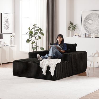 75-Inch Corduroy Sponge Sofa Lounge Chair,No Assembly Required,Fluffy Modern Sleeper Chair for Indoor Living Room Bedroom