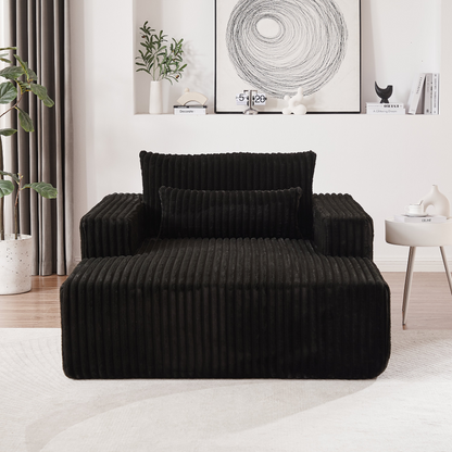 75-Inch Corduroy Sponge Sofa Lounge Chair,No Assembly Required,Fluffy Modern Sleeper Chair for Indoor Living Room Bedroom