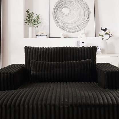 75-Inch Corduroy Sponge Sofa Lounge Chair,No Assembly Required,Fluffy Modern Sleeper Chair for Indoor Living Room Bedroom