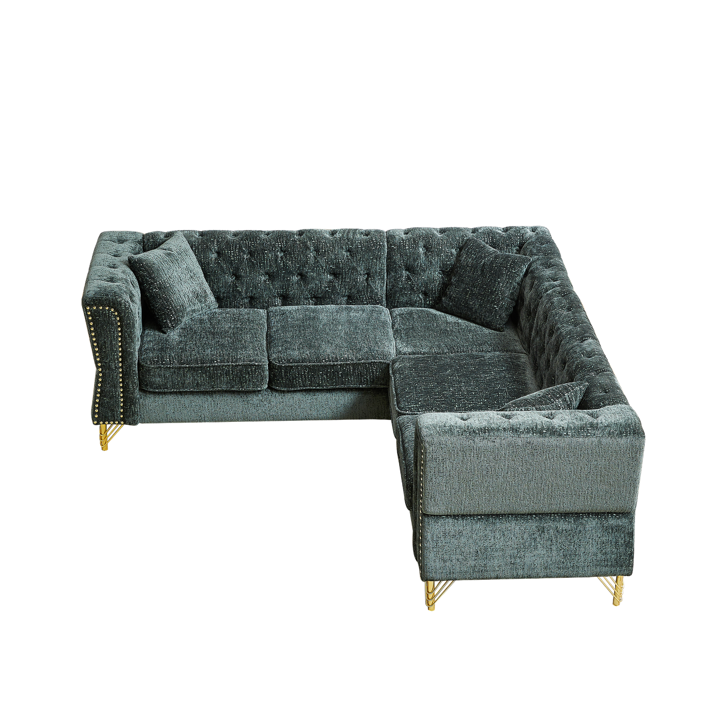 81.5-Inch Chenille Corner Sofa , L-Shaped Sectional Couch, 5-Seater Corner Sofas with 3 Cushions for Living Room, Bedroom, Apartment, Office
