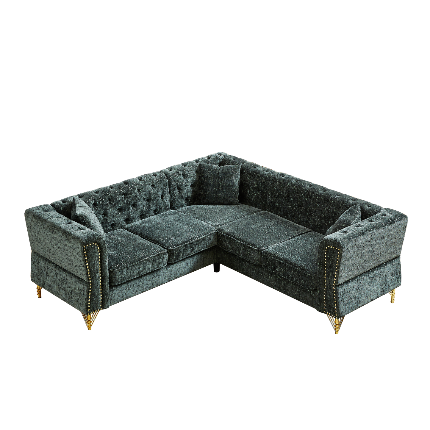 81.5-Inch Chenille Corner Sofa , L-Shaped Sectional Couch, 5-Seater Corner Sofas with 3 Cushions for Living Room, Bedroom, Apartment, Office