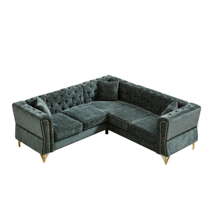 81.5-Inch Chenille Corner Sofa , L-Shaped Sectional Couch, 5-Seater Corner Sofas with 3 Cushions for Living Room, Bedroom, Apartment, Office