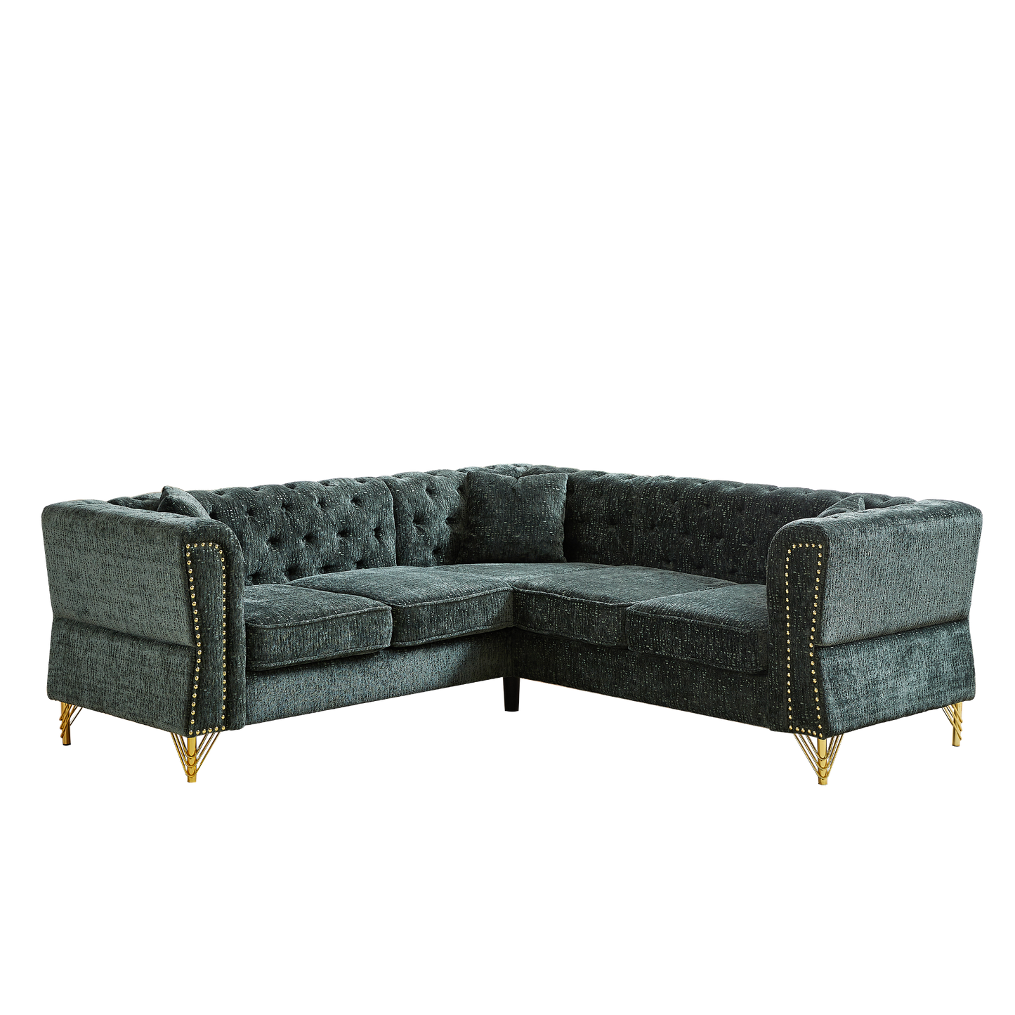 81.5-Inch Chenille Corner Sofa , L-Shaped Sectional Couch, 5-Seater Corner Sofas with 3 Cushions for Living Room, Bedroom, Apartment, Office