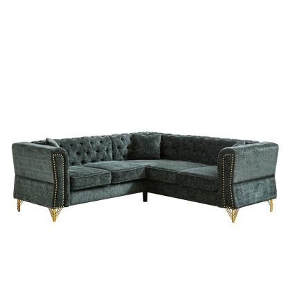 81.5-Inch Chenille Corner Sofa , L-Shaped Sectional Couch, 5-Seater Corner Sofas with 3 Cushions for Living Room, Bedroom, Apartment, Office
