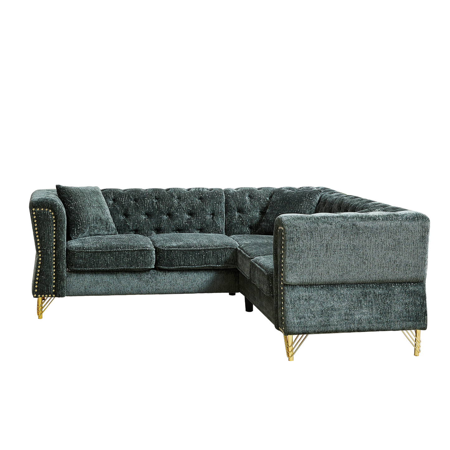 81.5-Inch Chenille Corner Sofa , L-Shaped Sectional Couch, 5-Seater Corner Sofas with 3 Cushions for Living Room, Bedroom, Apartment, Office