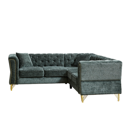 81.5-Inch Chenille Corner Sofa , L-Shaped Sectional Couch, 5-Seater Corner Sofas with 3 Cushions for Living Room, Bedroom, Apartment, Office