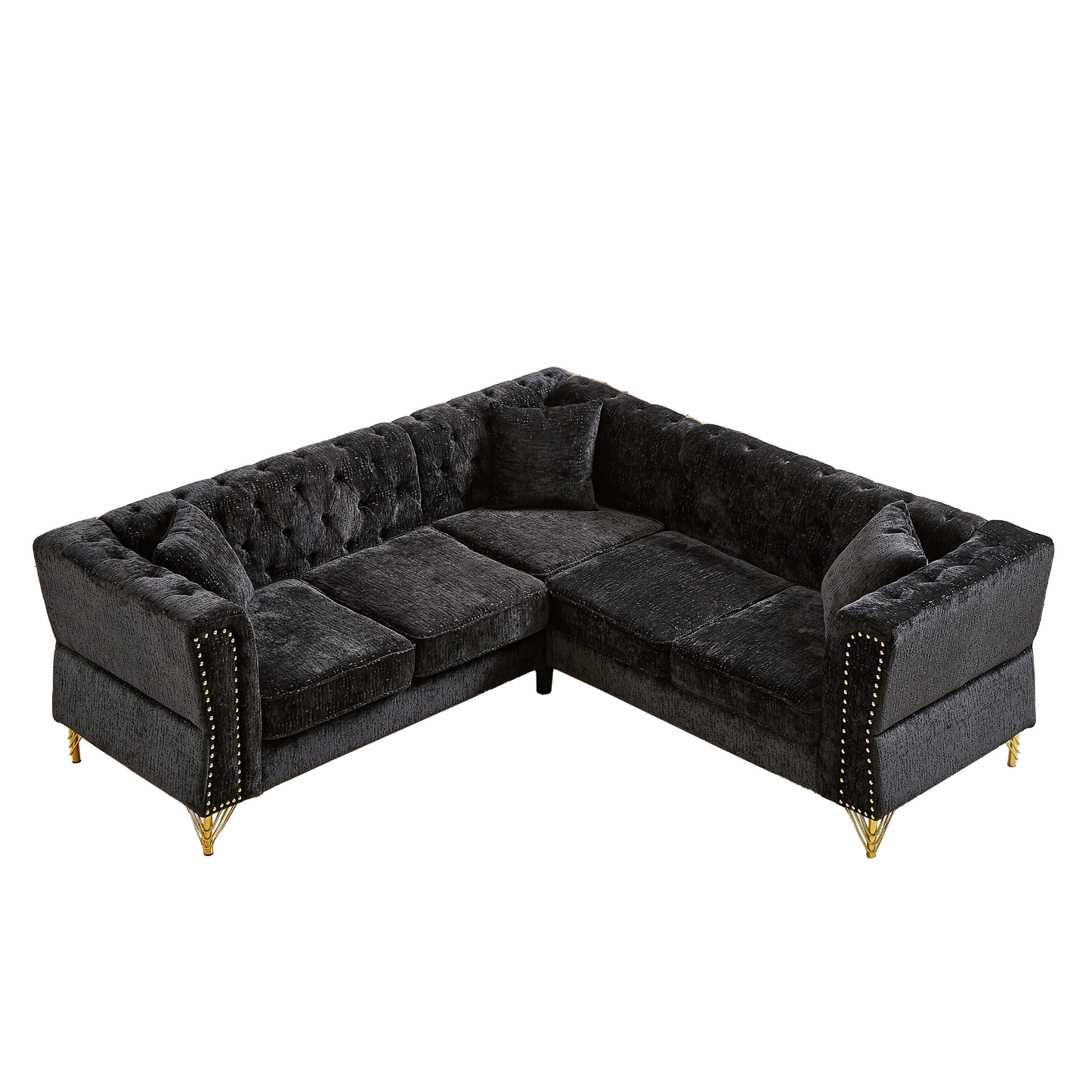 81.5-Inch Chenille Corner Sofa , L-Shaped Sectional Couch, 5-Seater Corner Sofas with 3 Cushions for Living Room, Bedroom, Apartment, Office