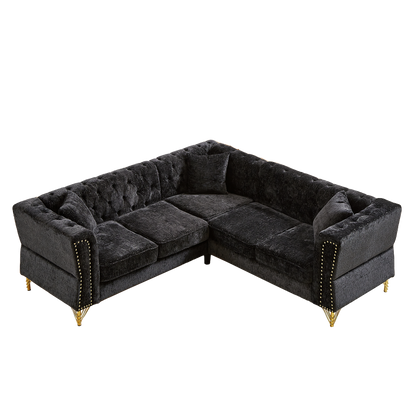 81.5-Inch Chenille Corner Sofa , L-Shaped Sectional Couch, 5-Seater Corner Sofas with 3 Cushions for Living Room, Bedroom, Apartment, Office