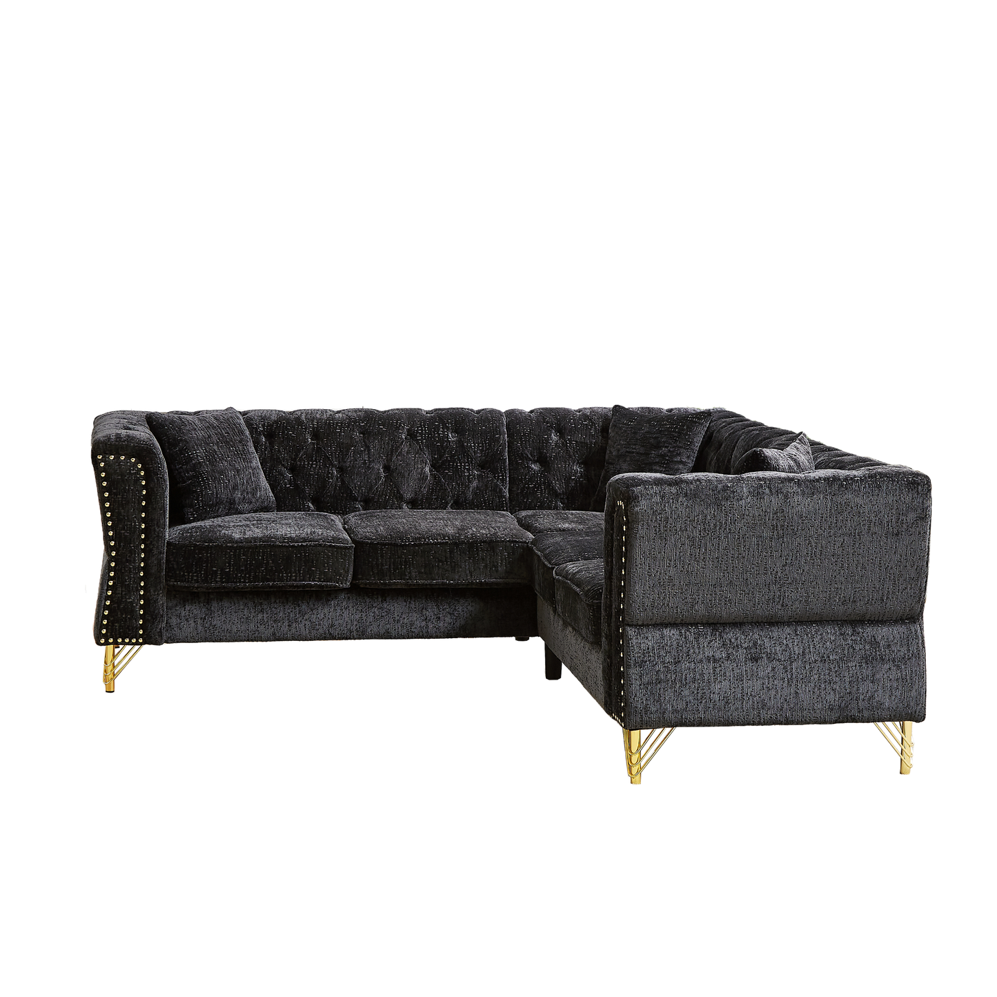 81.5-Inch Chenille Corner Sofa , L-Shaped Sectional Couch, 5-Seater Corner Sofas with 3 Cushions for Living Room, Bedroom, Apartment, Office