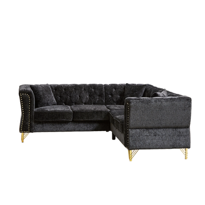81.5-Inch Chenille Corner Sofa , L-Shaped Sectional Couch, 5-Seater Corner Sofas with 3 Cushions for Living Room, Bedroom, Apartment, Office