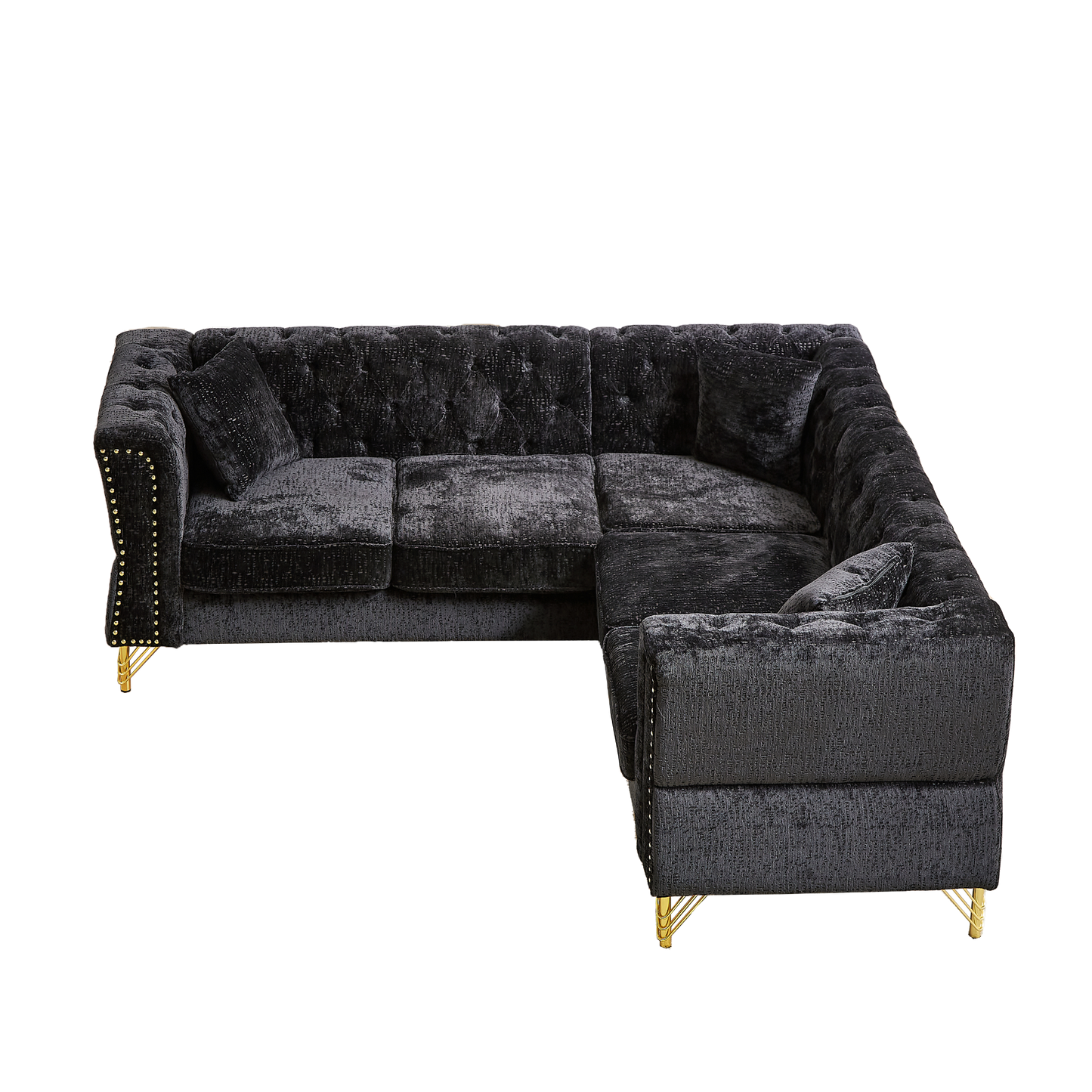 81.5-Inch Chenille Corner Sofa , L-Shaped Sectional Couch, 5-Seater Corner Sofas with 3 Cushions for Living Room, Bedroom, Apartment, Office