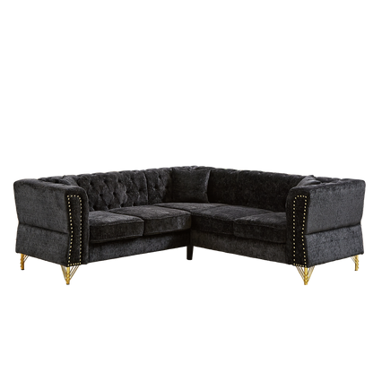 81.5-Inch Chenille Corner Sofa , L-Shaped Sectional Couch, 5-Seater Corner Sofas with 3 Cushions for Living Room, Bedroom, Apartment, Office