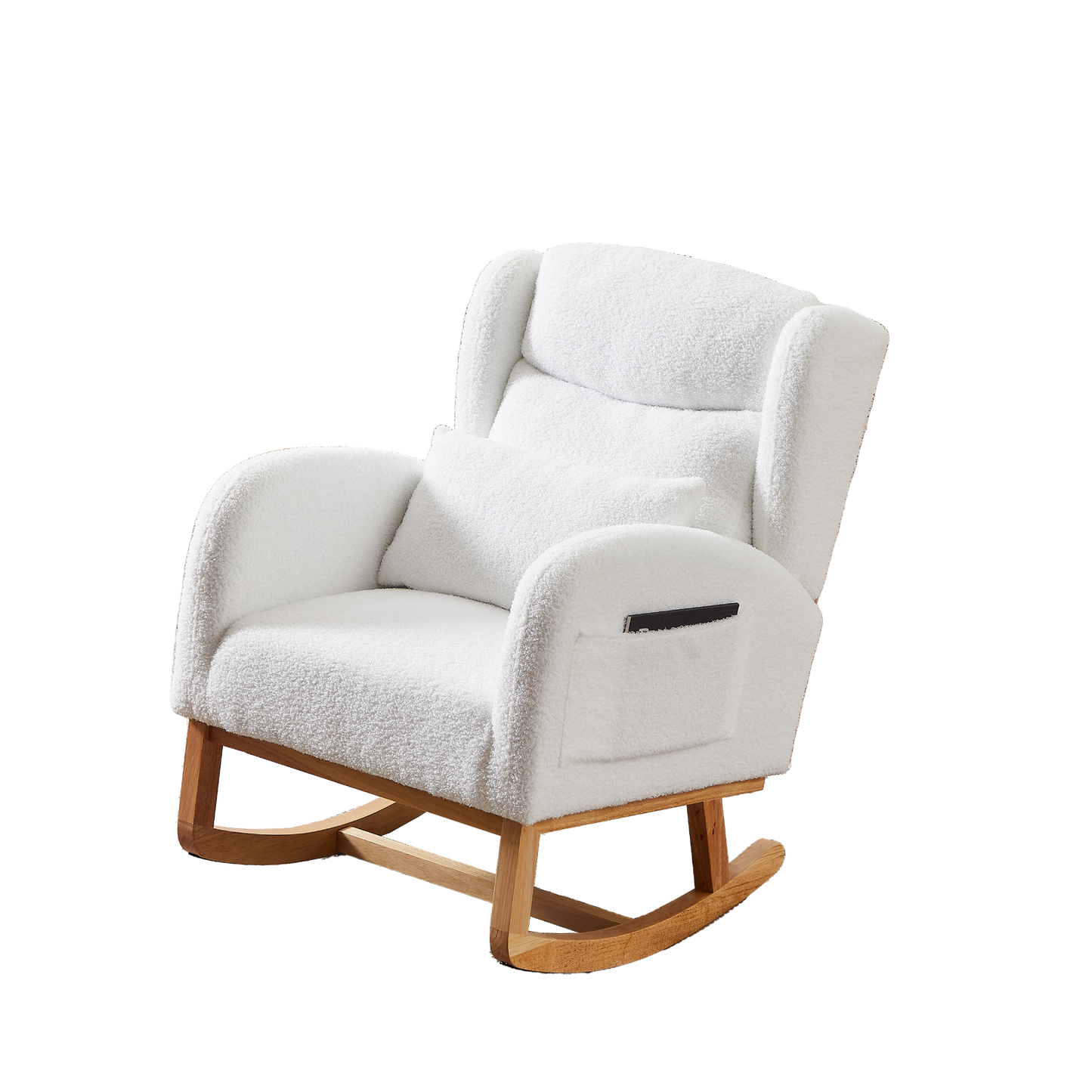 27.2"W Modern Accent High Backrest Living Room Lounge Arm Rocking Chair, Two Side Pocket