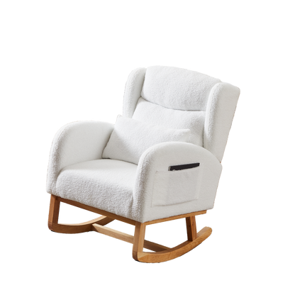 27.2"W Modern Accent High Backrest Living Room Lounge Arm Rocking Chair, Two Side Pocket