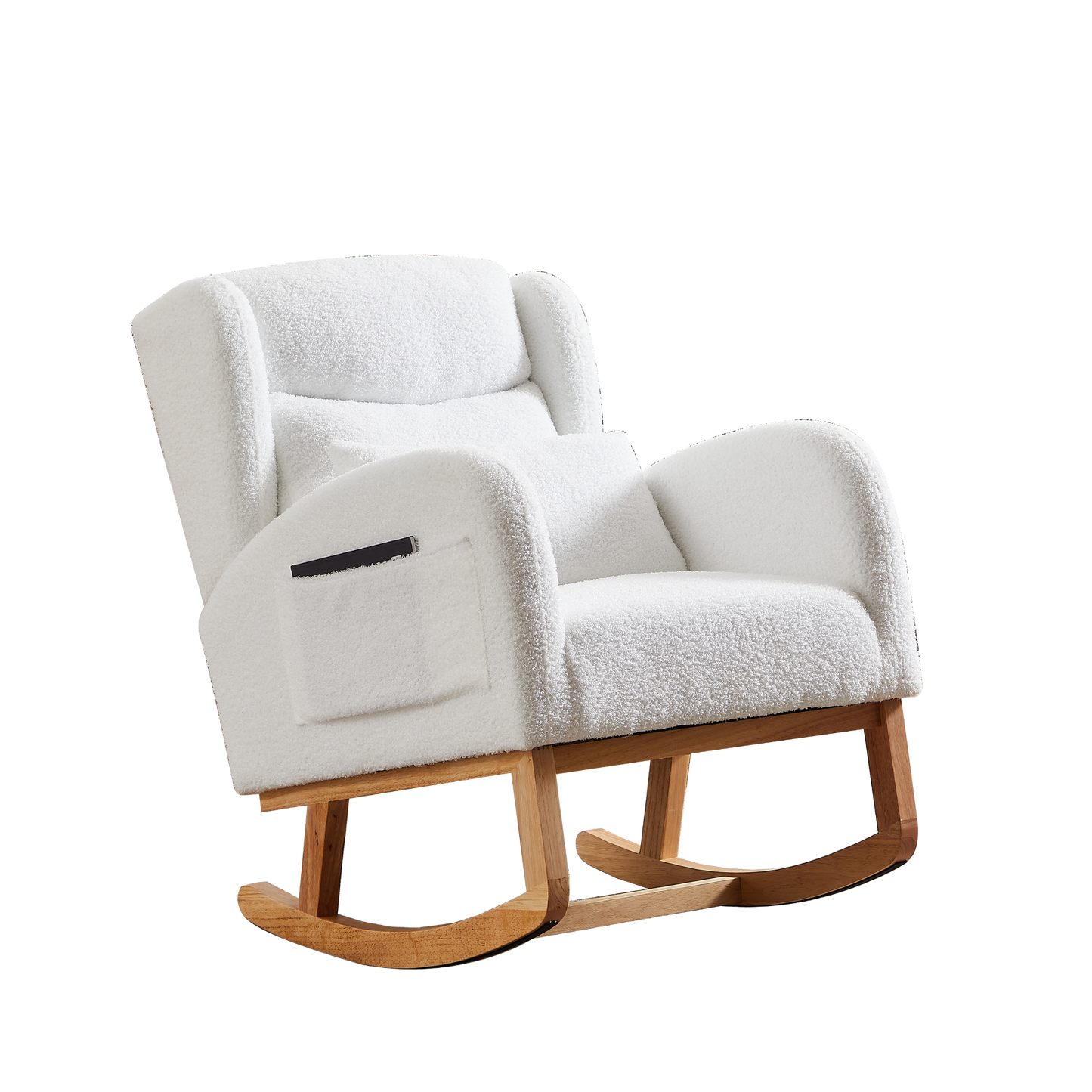 27.2"W Modern Accent High Backrest Living Room Lounge Arm Rocking Chair, Two Side Pocket