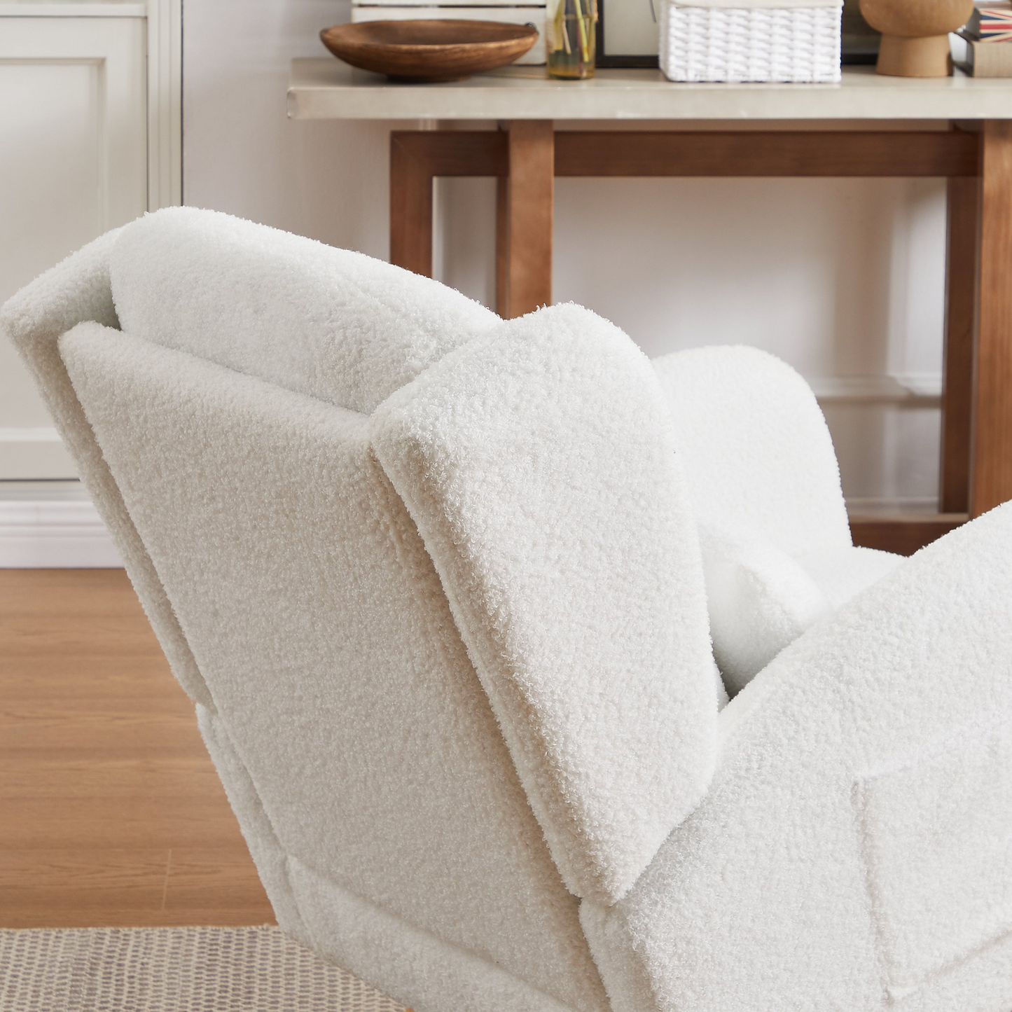 27.2"W Modern Accent High Backrest Living Room Lounge Arm Rocking Chair, Two Side Pocket