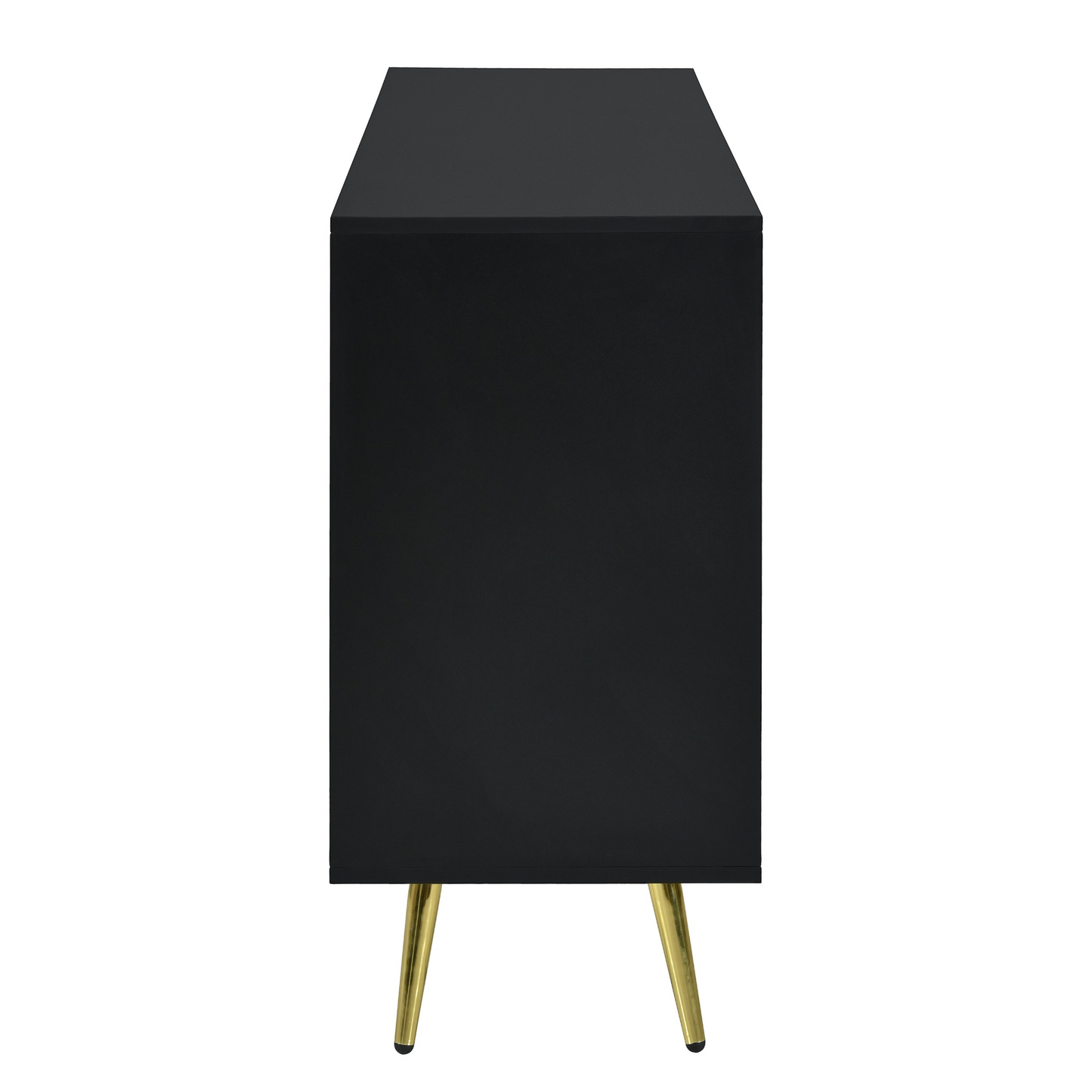 Exquisite Vertical-Striped Four-Door Sideboard with Sturdy Metal Legs and Semi-Circular Handles, Suitable for Study, Entryway and Living Room