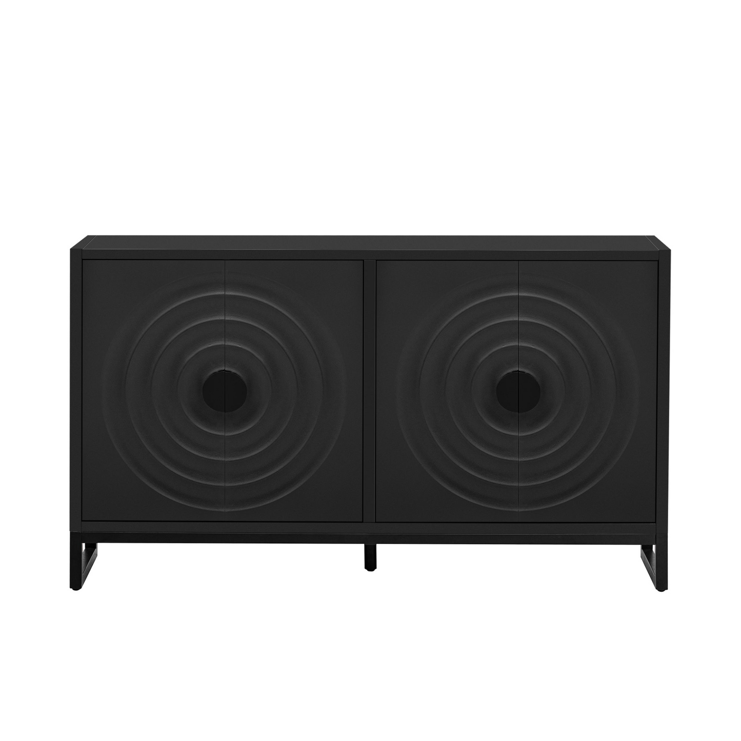 Storage Cabinet Sideboard Wooden Cabinet with Stunning Water Wave Door Design, Rubberwood Veneer and Adjustable Shelves,Suitable for Living Rooms, Entrance and Study Rooms