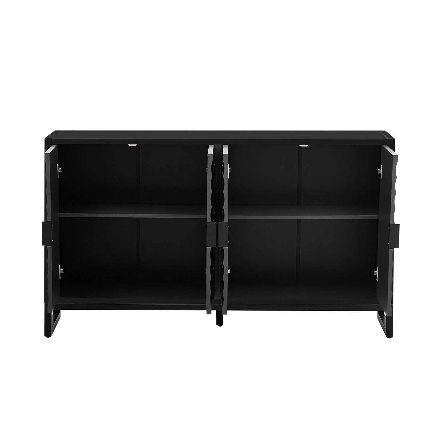 Storage Cabinet Sideboard Wooden Cabinet with Stunning Water Wave Door Design, Rubberwood Veneer and Adjustable Shelves,Suitable for Living Rooms, Entrance and Study Rooms