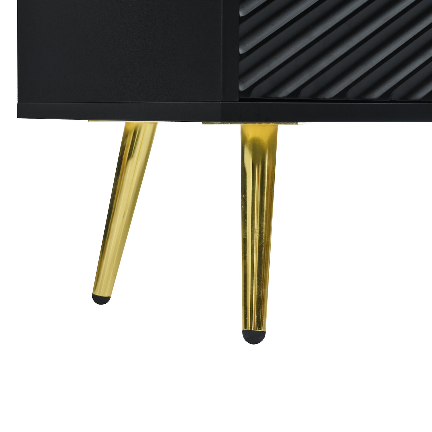 Modern Sideboard with Geometric Line Design, Conical Metal Legs, and Central Drawers for Stylish Storage, Suitable for Study, Entryway and Living Room